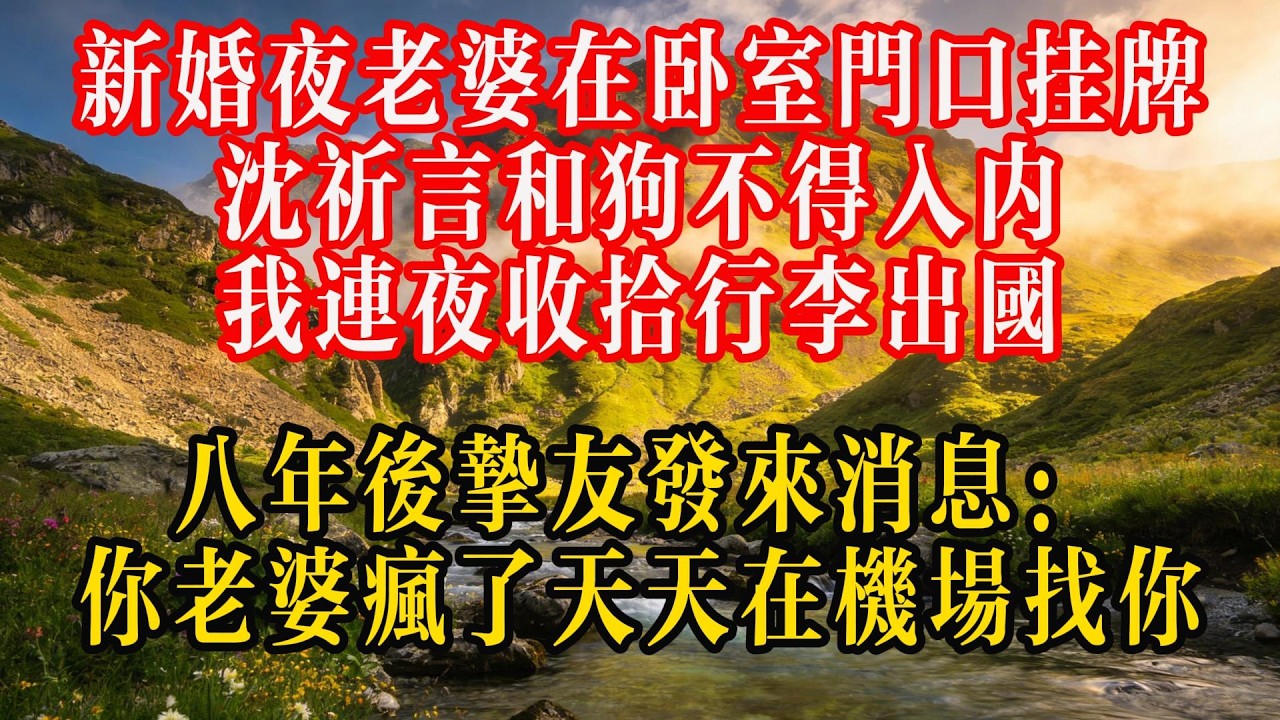 新婚夜，老婆在卧室门口挂牌：“沈祈言和狗不得入内”，我连夜收拾行李出国，八年后挚友发来消息：你老婆疯了，天天在机场找你#熱門 #故事分享 #故事頻道