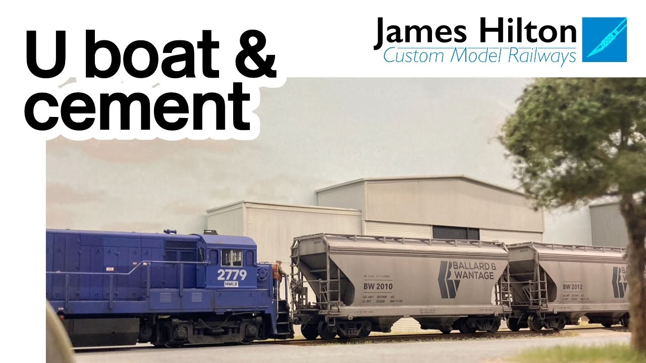 HO scale U-boat on shelf layout