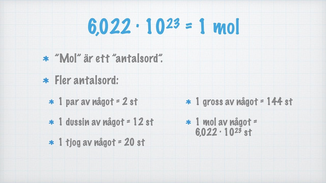 Substansmängd, molmassa och massa