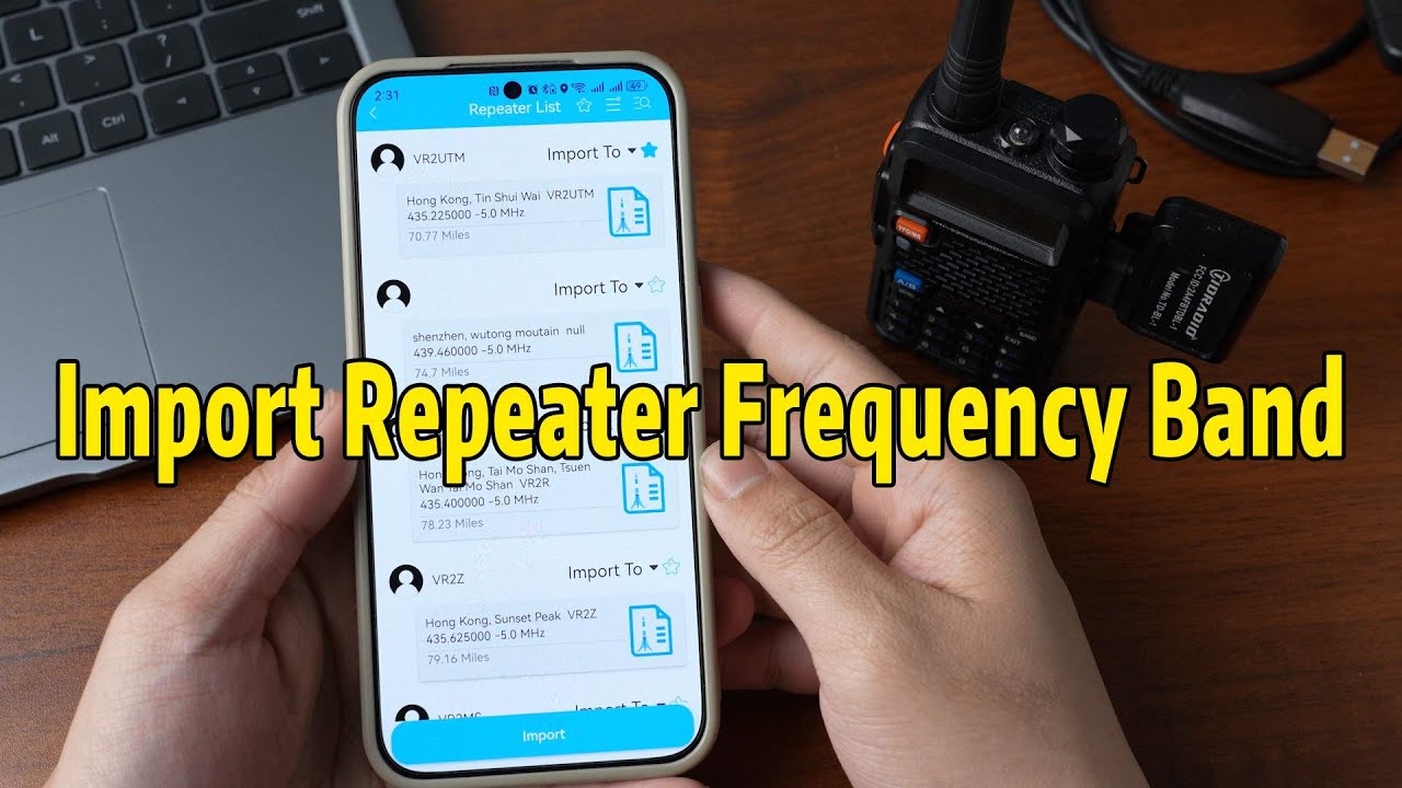 Tutorial on how to import the repeater frequency band into uv5rx using BL-1 wireless programmer