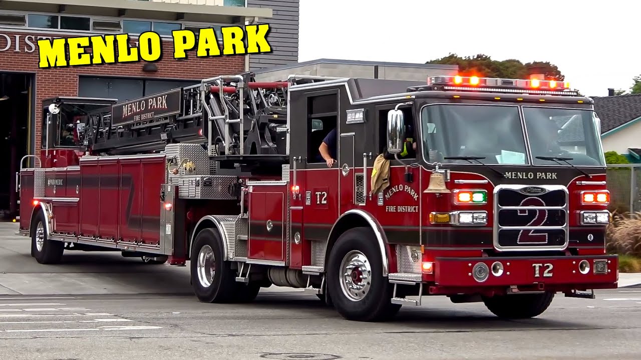 [SILICON VALLEY] - Menlo Park FIRE | Engine 1, NEW Engine 2 & TILLER Truck 2 responding to incidents