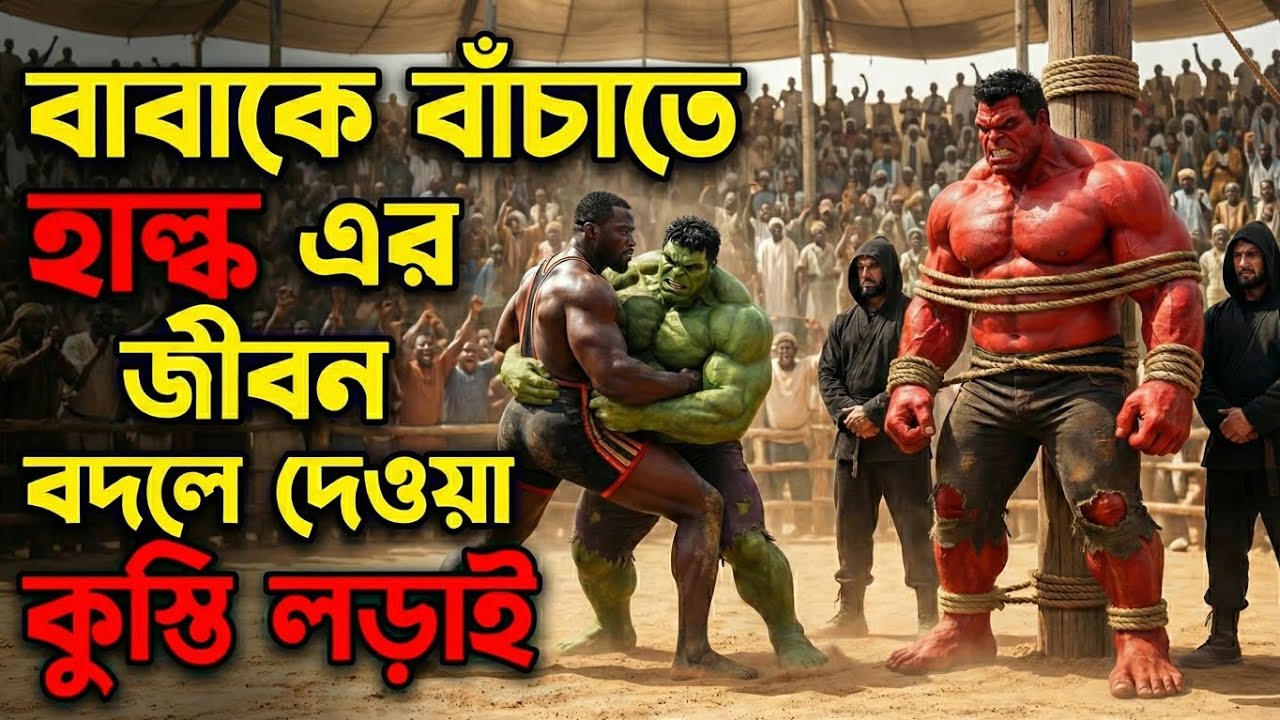 বাবাকে বাঁচাতে হাল্ক এর জীবন বদলে দেওয়া কুস্তির লড়াই ।। Hulk AI Video Bangla।। VEO3 Hulk Video