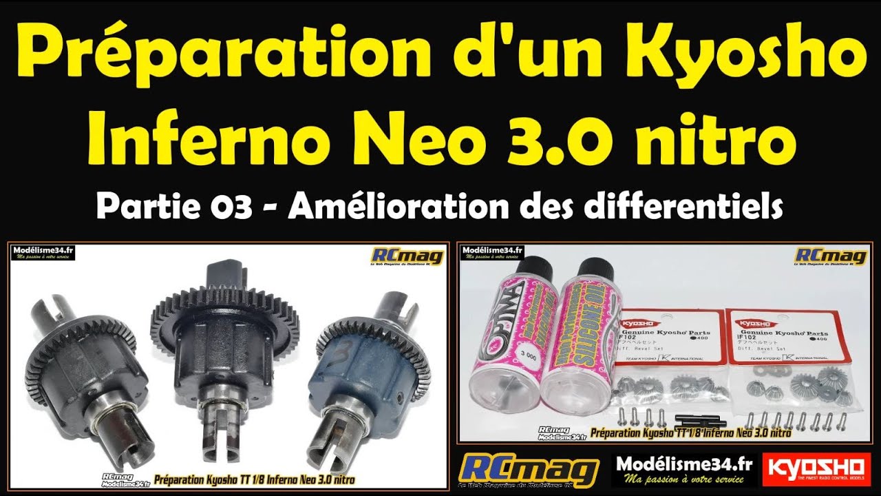 Préparation d'un buggy TT 1/8 Kyosho Neo 3.0 - Partie 03 avec les différentiels
