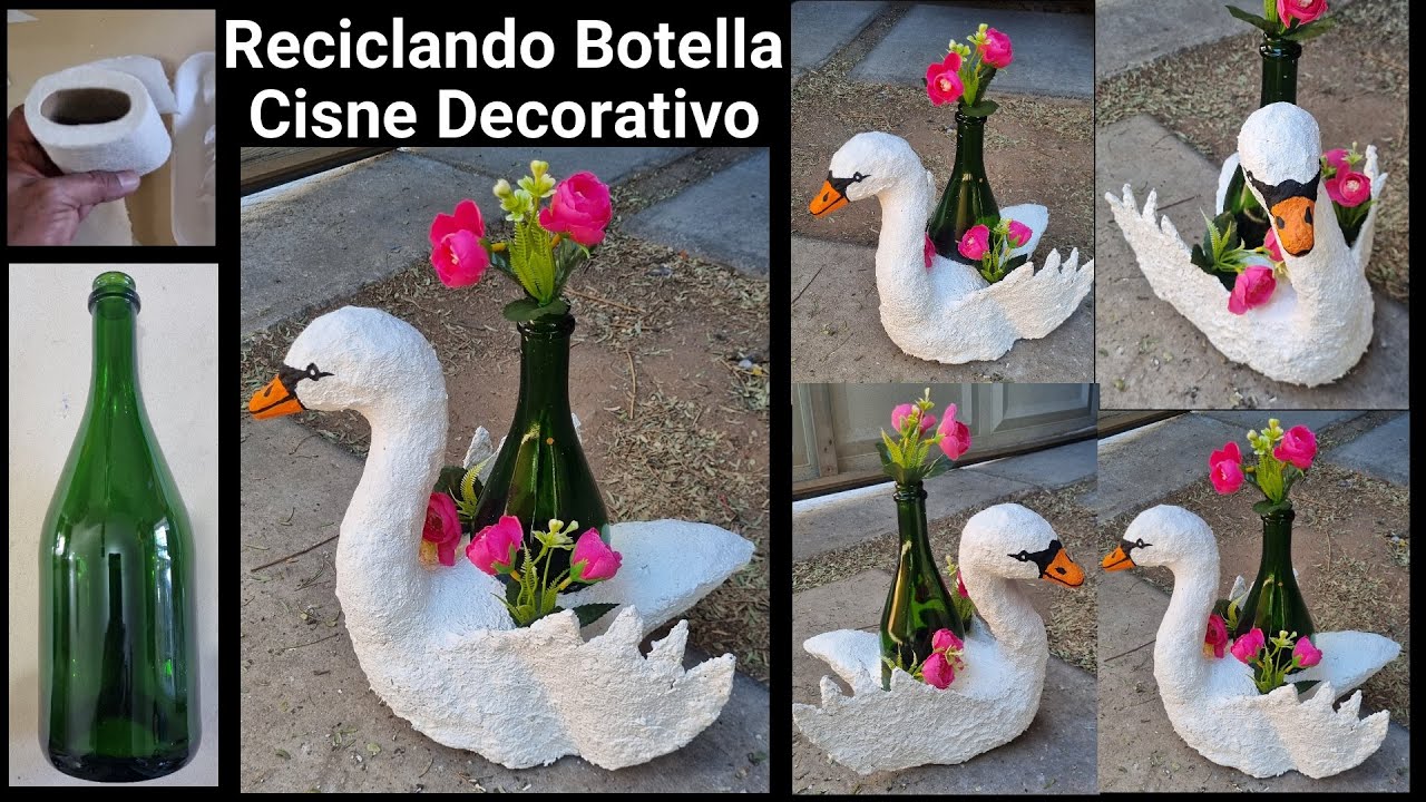 Cisne decorativo con Botella reciclada