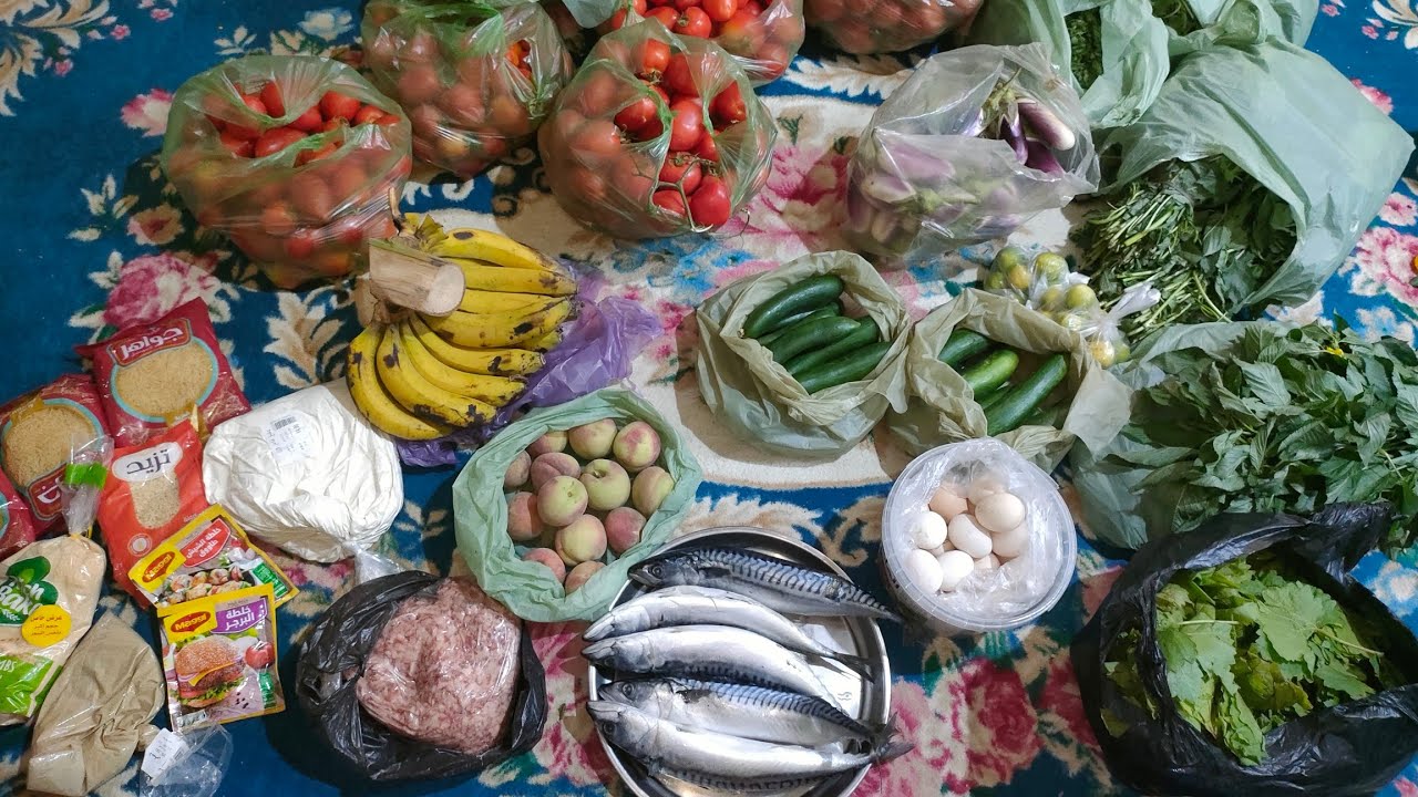 أول سوق بعد العيد مشتريات الأسبوع من الخضار والفواكه والسمك والدجاج واللحوم والبيض بالاسعار 🌹😍💪