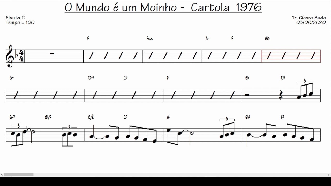 O Mundo é um Moinho - Cartola 1976 (Flauta C)