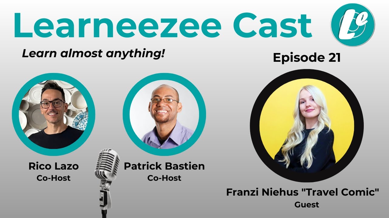Learneezee Cast: Episode 21 w/ Pat Bastien & Rico Lazo - Guest: Franzi Niehus, aka Travel Comic.