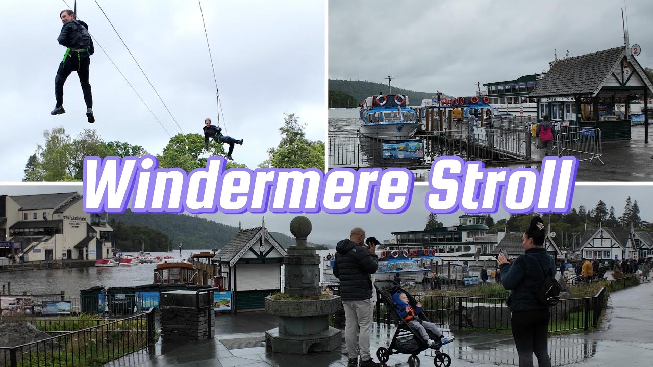 Rainy Stroll Bowness Pier to Windermere Jetty Museum & BROCKHOLE in Windermere Lake District England