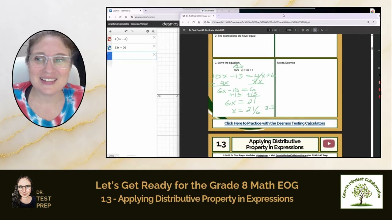 MA.8.1.3 -Applying Distributive Property in Expressions- HeyDrTestPrep.com