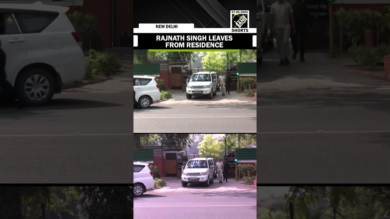 Defence Minister Rajnath Singh leaves from his residence ahead of media briefing on Ops Sindoor