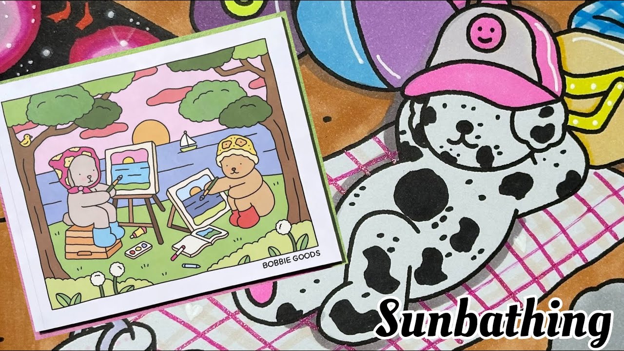 Coloring BOBBIE GOODS - This & That Coloring Book - Sunbathing Coloring Page
