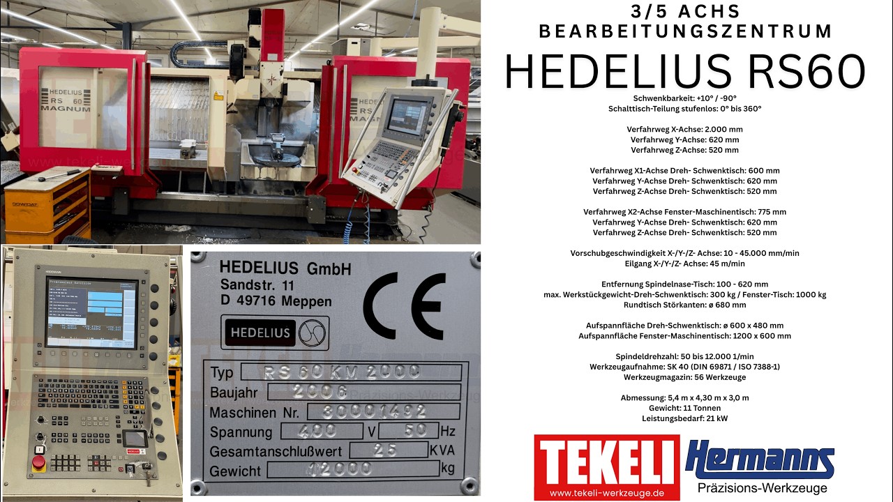 HEDELIUS RS60 KM 2000 3/5 Achsen-Bearbeitungszentrum BJ. 2006