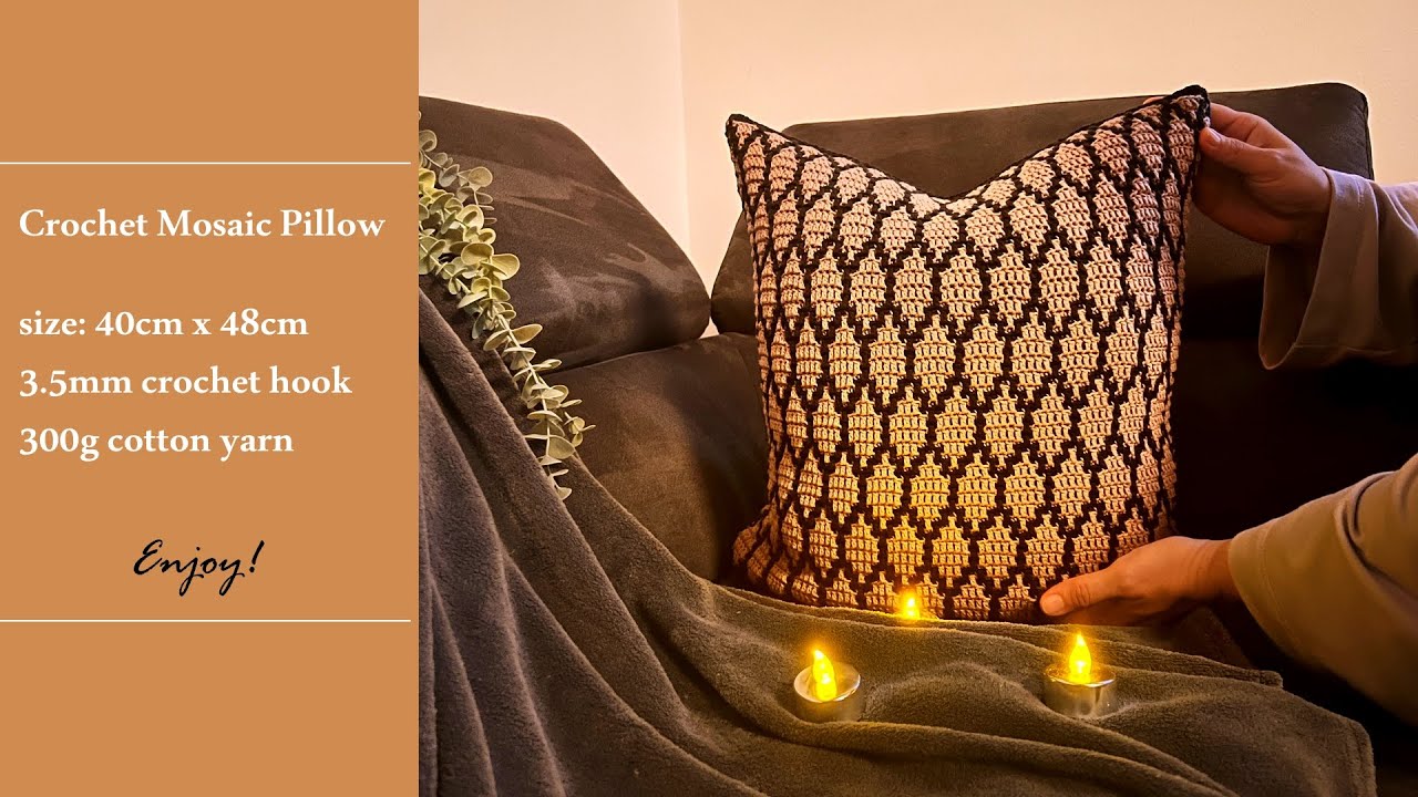 WONDERFUL👌🏻 you will love this Mosaic Crochet Pattern pillow, carpet, bag, blanket model