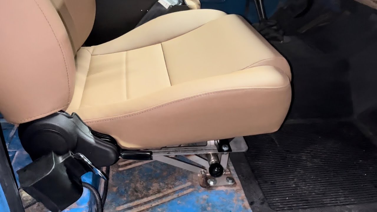 Early Bronco front passenger fold and tumble seat bracket by James Duff / Lick Creek Restorations