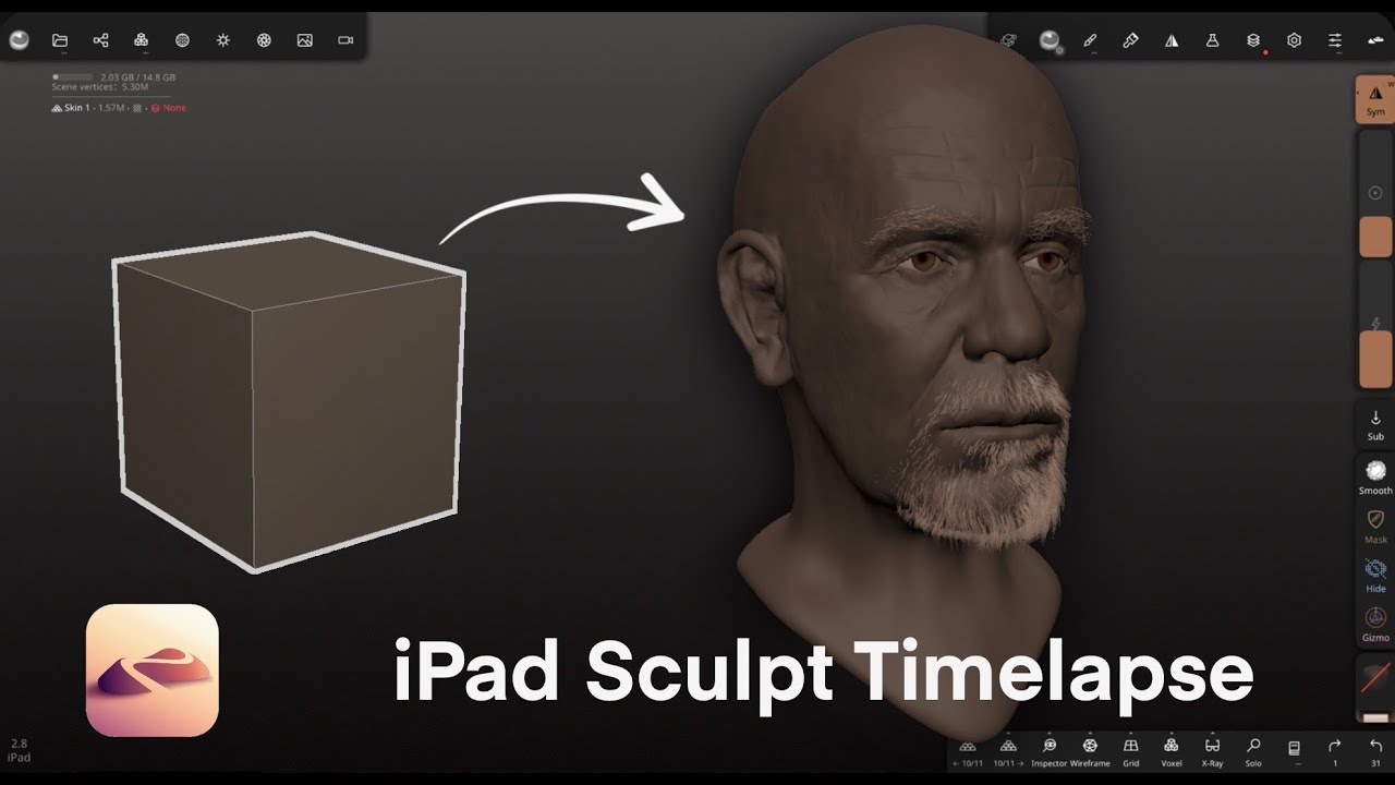 iPad TIMELAPSE Speed Head Model in Nomad Sculpt