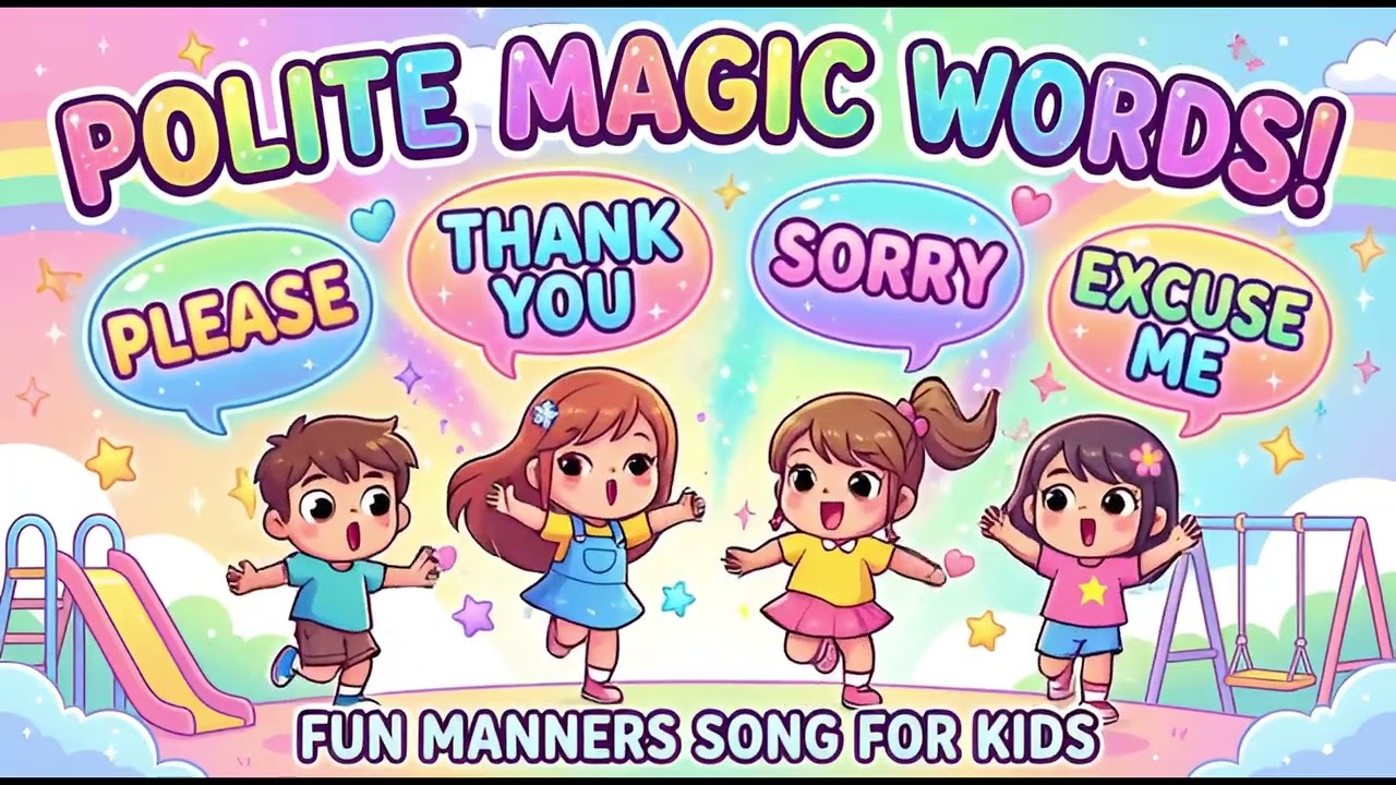 Polite Magic Words Song | Please Thank You Sorry Excuse Me | Fun Manners Song for Kids 🎉✨