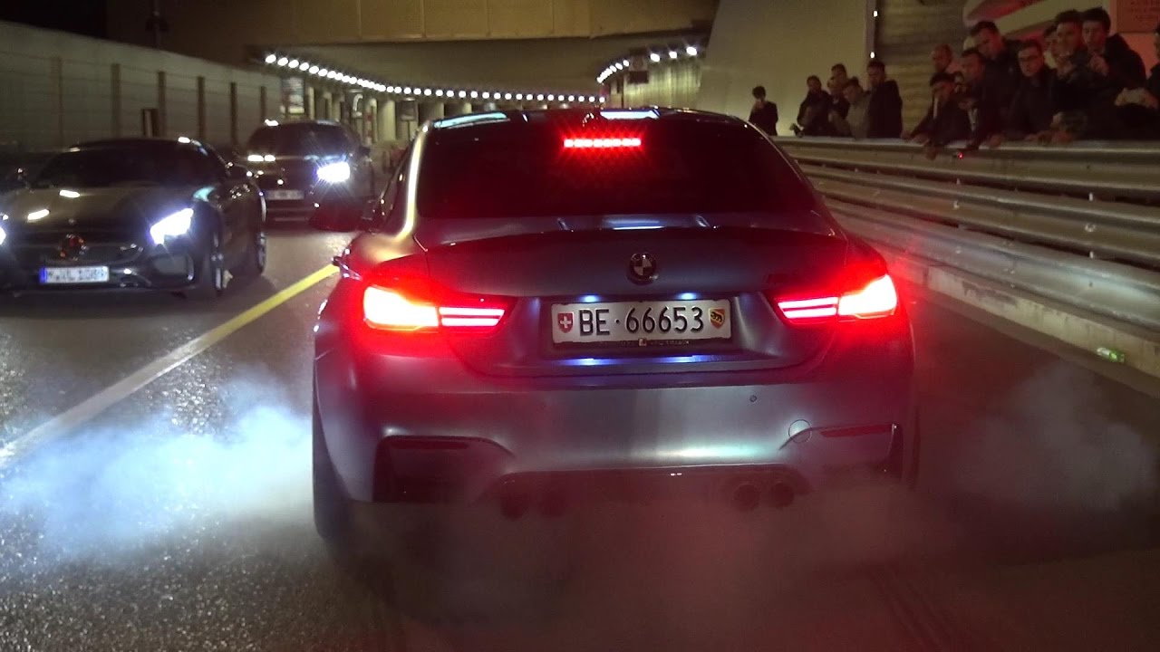 BMW M4 with Akrapovic - Loud Revs and BURNOUTS in Monaco!