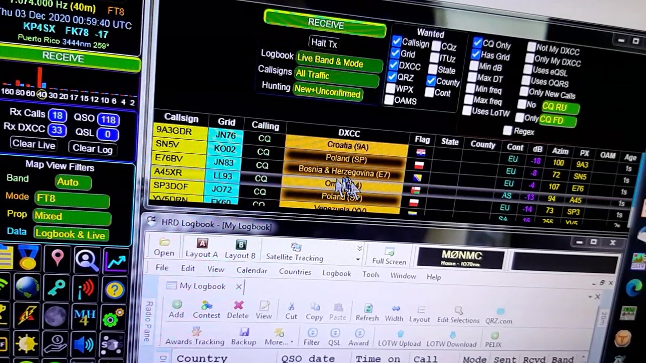 My FT8 Setup using Gridtracker, HRD Logbook and WSJT-X