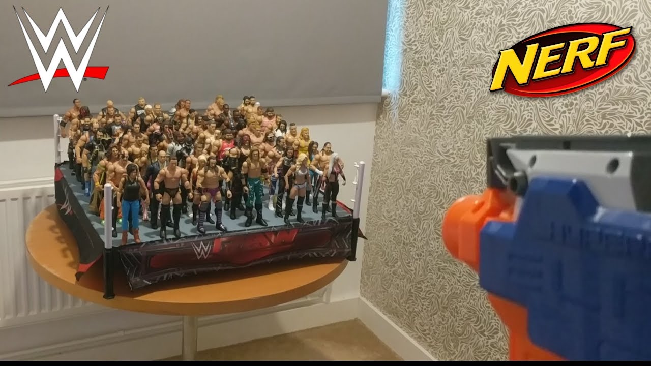 WWE MATTEL FIGURE NERF GUN FUN!!! JULY 2017