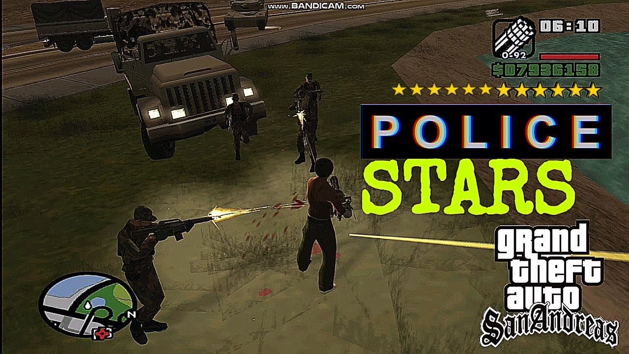 GTA SANANDREAS POLICE STARS ⭐⭐⭐⭐⭐⭐⭐⭐ #gtasanandreas #usa