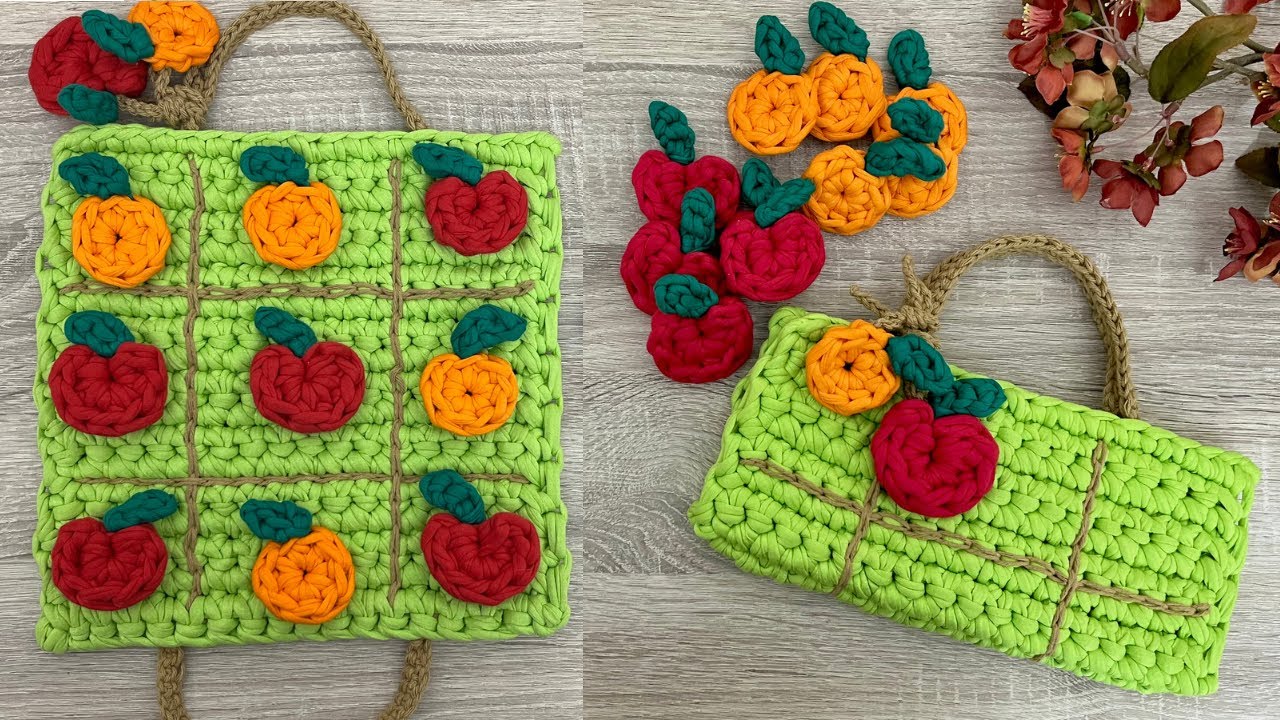 Jogo da velha de crochê com bolsa/ Brinquedo de croche/ Dia das crianças/ Crochet tic tac toe
