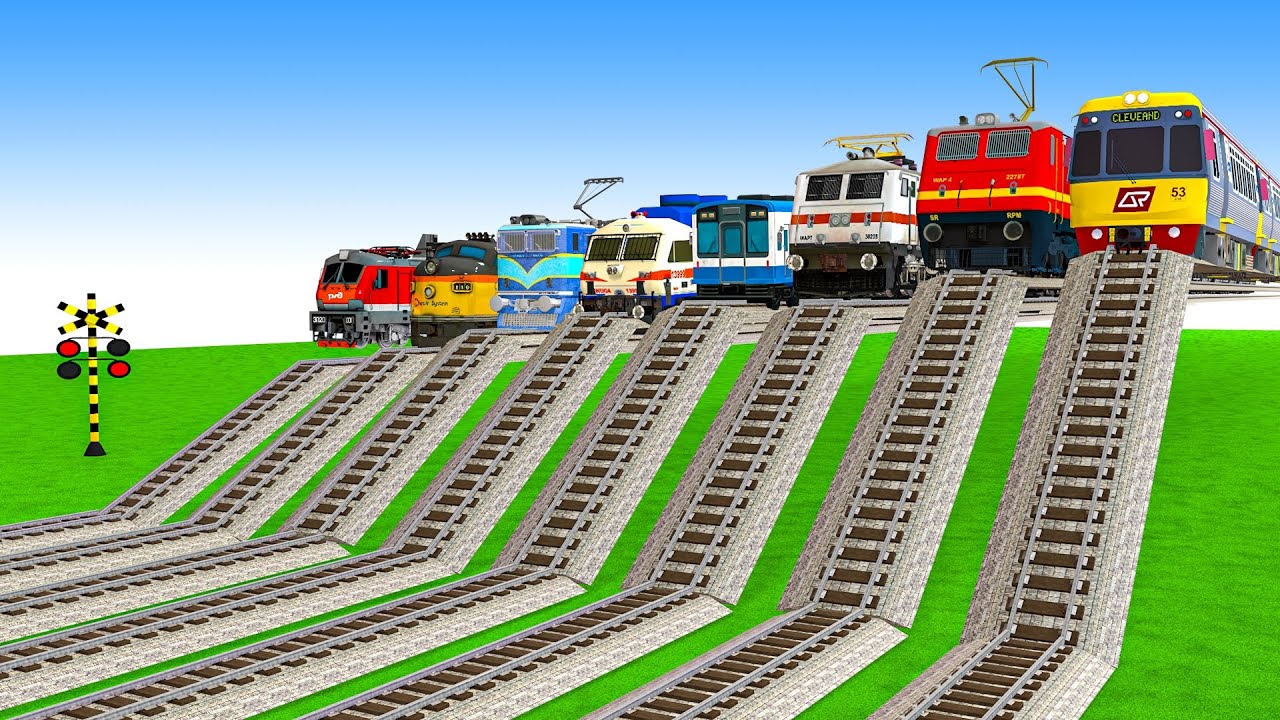 10 HIGHEST SPEED TRAINS CROSSING ON BIGGEST HIGH RISKY & HIGH RISKY RAILWAY TRACKS|Beam ng Train