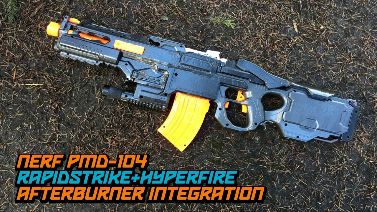 NERF Hyperfire+Rapidstrike Afterburner PMD-104 Blaster Mod | Walcom S7