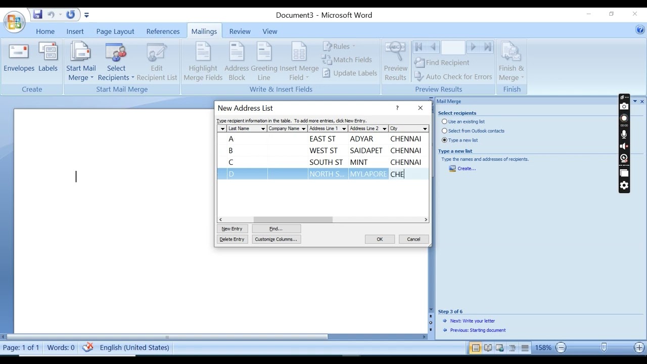 Mail Merge using step by step wizard in MS-WORD
