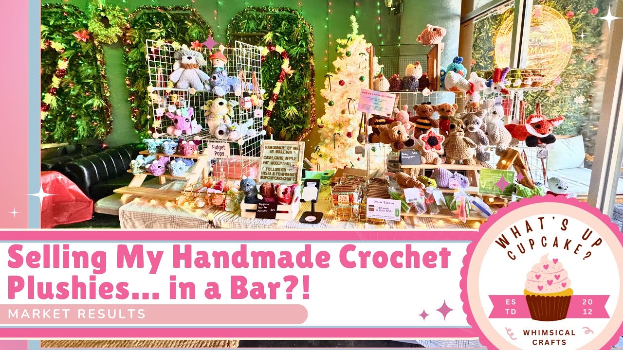 Selling My Handmade Crochet Plushies… in a Bar?! Market Day Vlog 🍺🧶