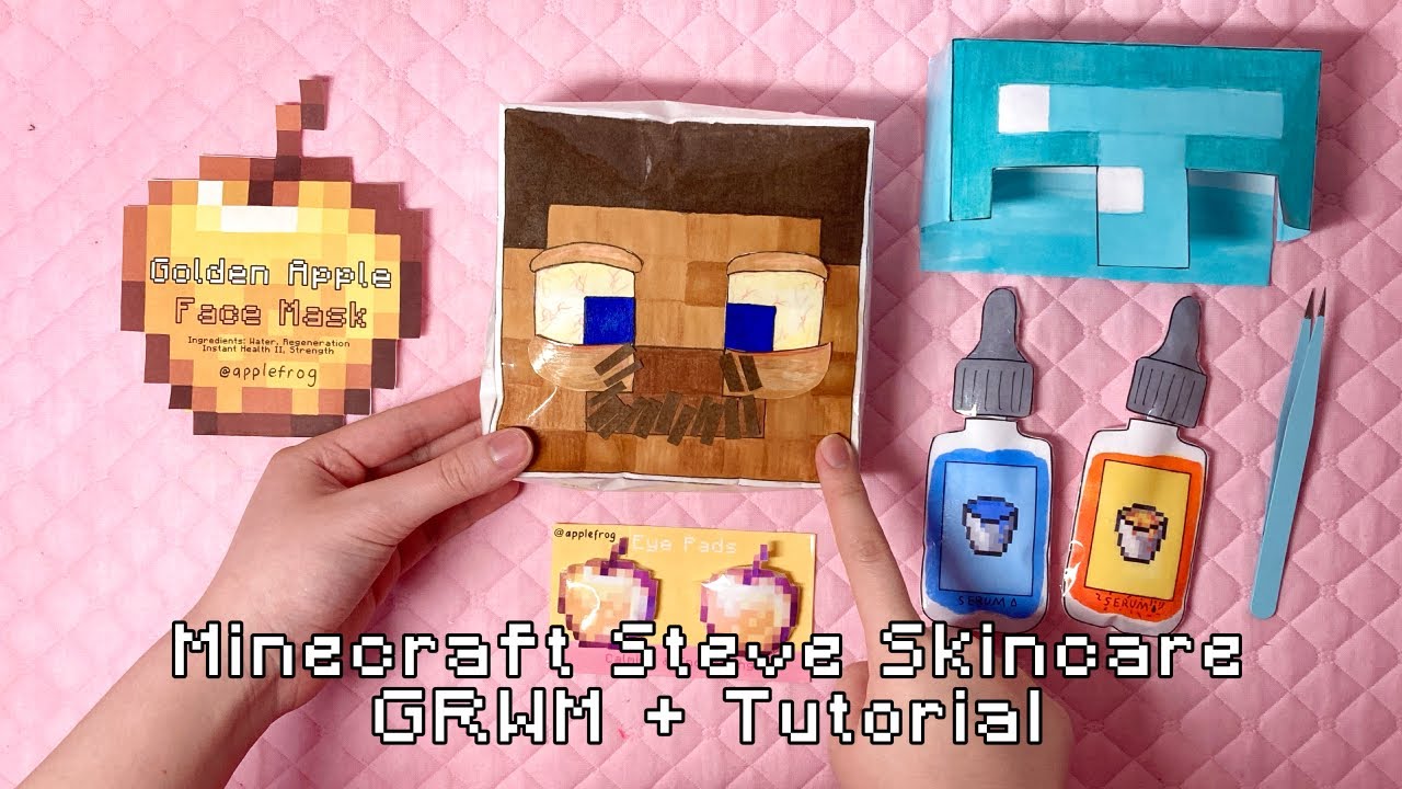 🤎paper diy💚MINECRAFT Steve Skincare ASMR | tutorial | applefrog