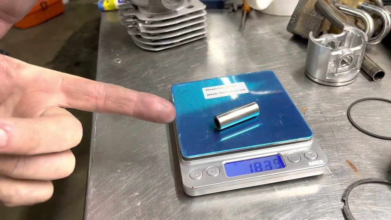 How to Light Weight a chainsaw piston assembly. 20% Reduced weight piston assembly 120grams vs 96.24