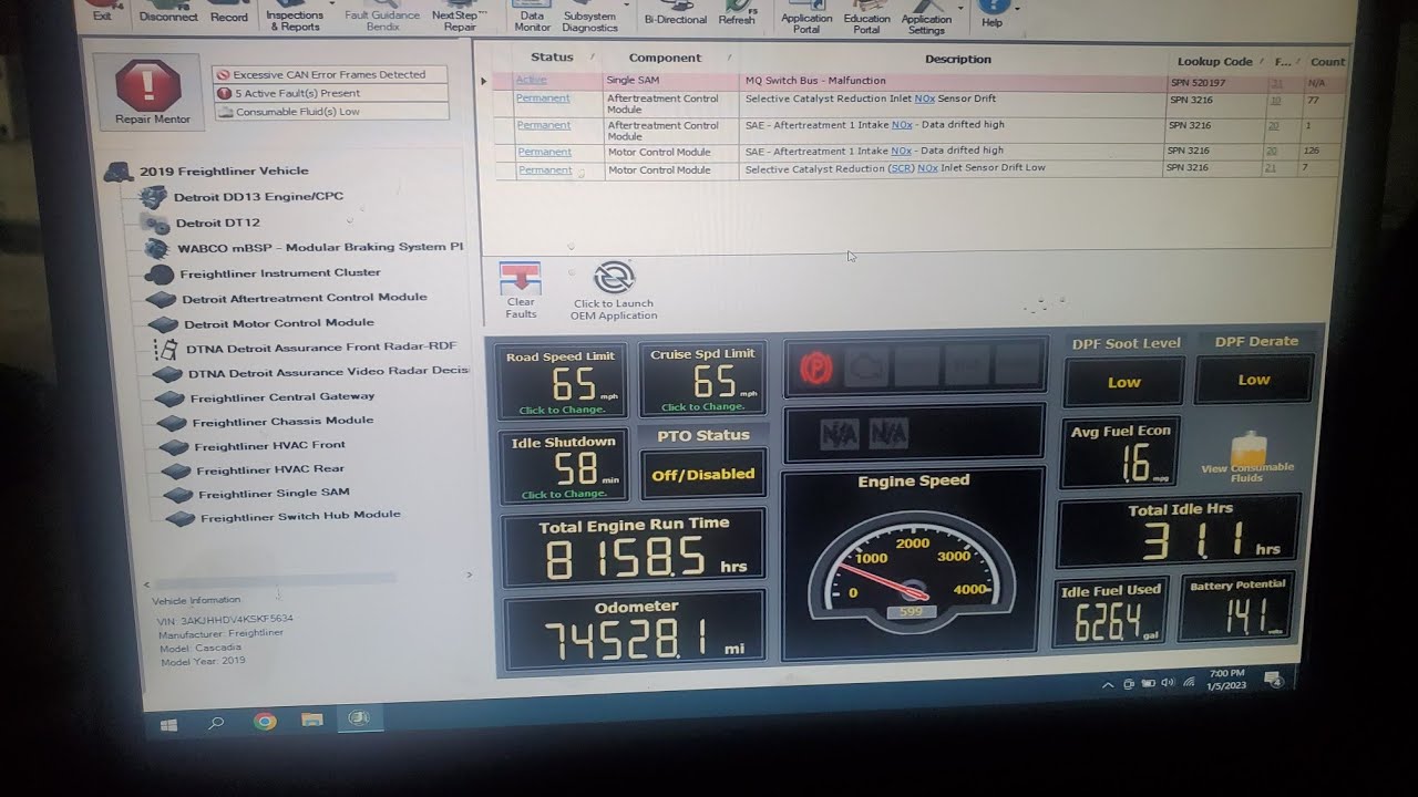 Cascadia DD15 Aftertreatment 1 Intake Nox- Data Drifted High. Spn 3216 Fmi 20