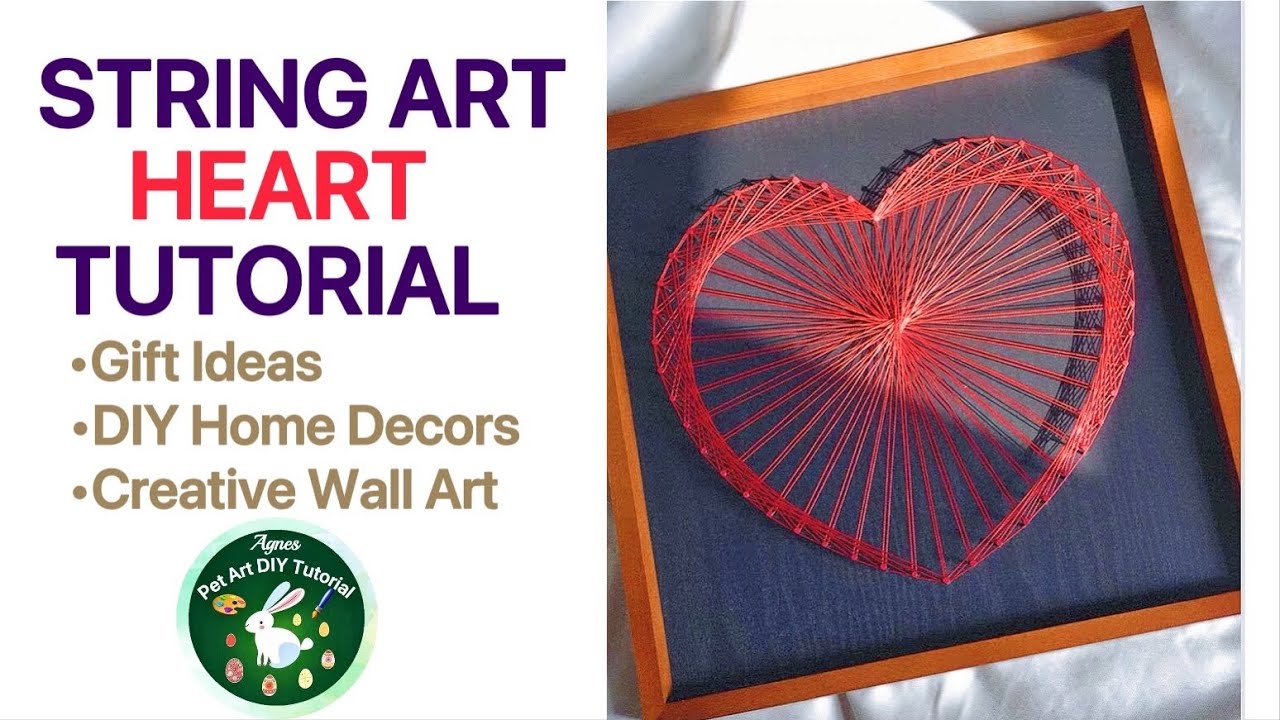 String Art Heart Patterns Tutorial For Beginners, DIY Wall Hanging, Home Decor Art, Gift Ideas