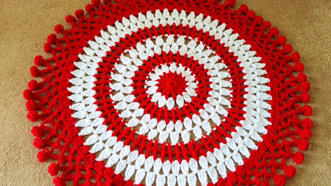 Round Thalpos  Easy design 👌  crochet thalposh  woolen rumal design 😊♥️