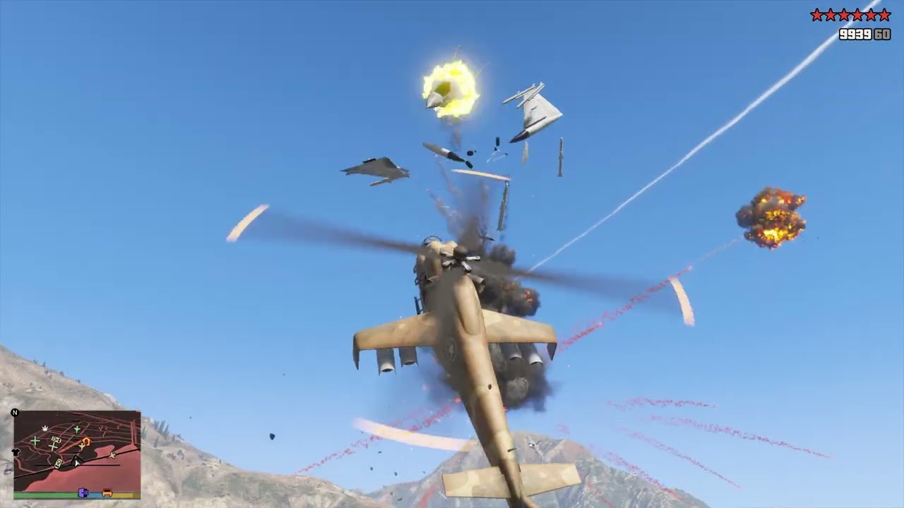GTA 5 - Attack Helicopter Rampage on Mount Chiliad + Ten Star Escape