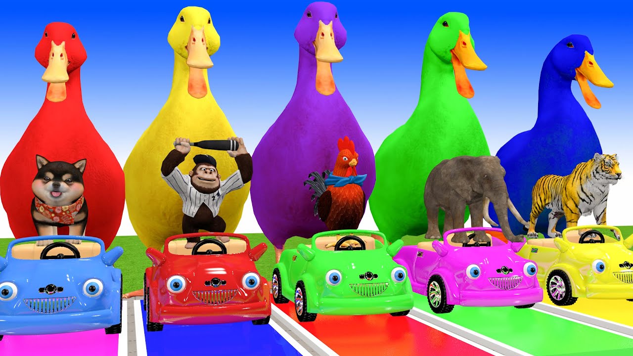 Long Slide Game with Cow Elephant Gorilla Hippopotamus Tiger 3d Animal Game Funny 3d Animals