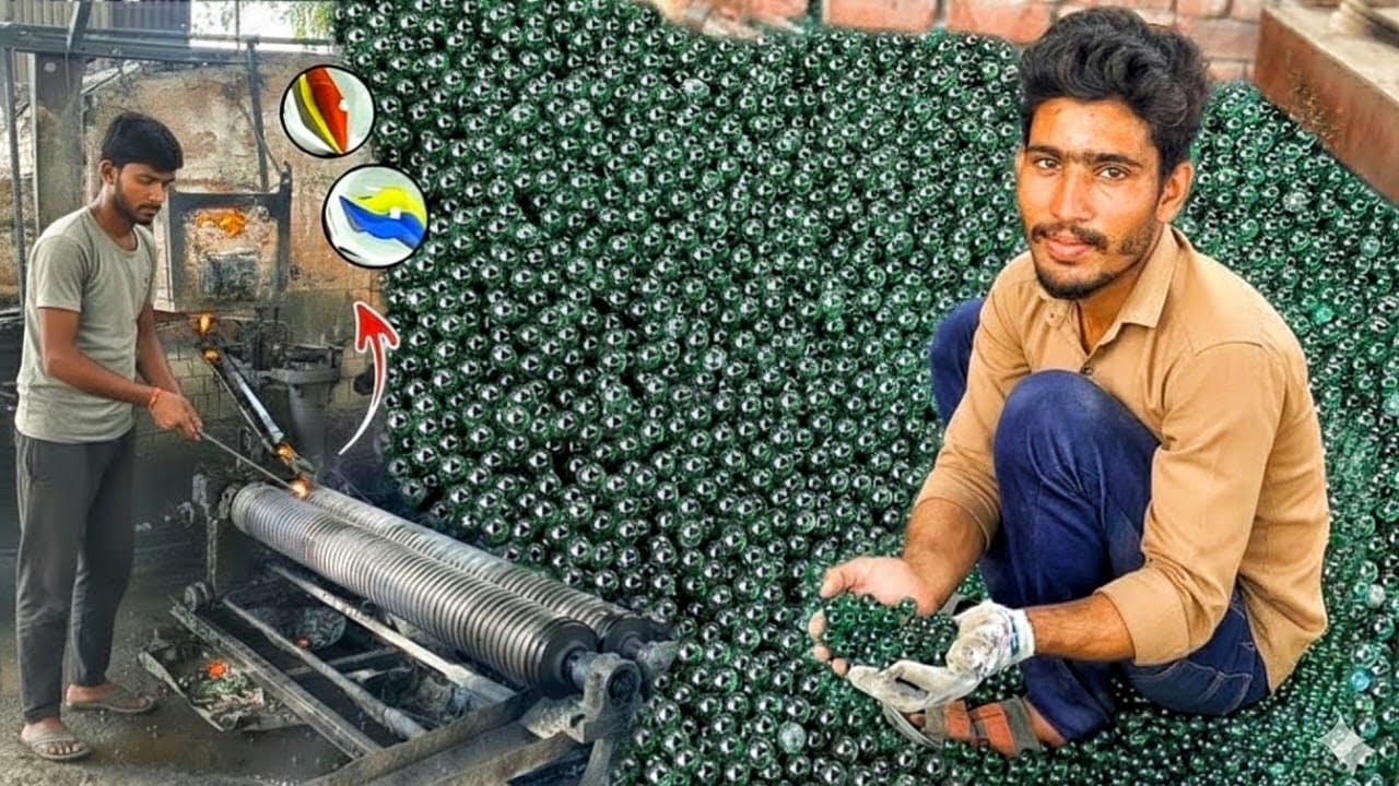 From Broken Glass to Beautiful & Shiny Glass Marbles|Amazing Recycling Process Of Waste Glass Scraps