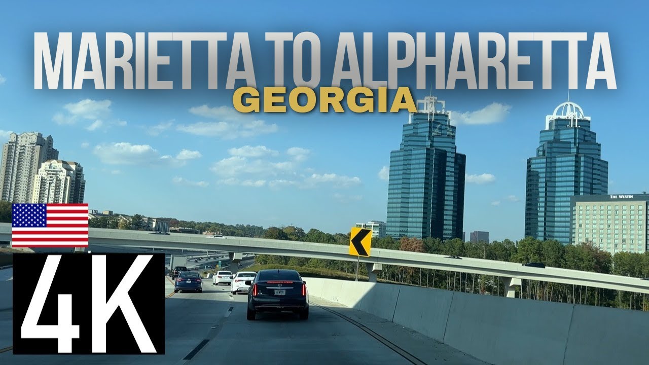 Driving from Marietta to Alpharetta (Atlanta Suburbs) in 4K - Sandy Springs - Georgia