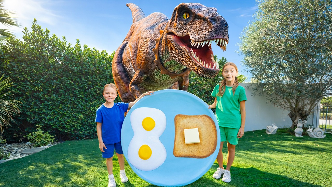 Lačni t-rex poje vse! 😂 Zgodba o dinozavru za otroke