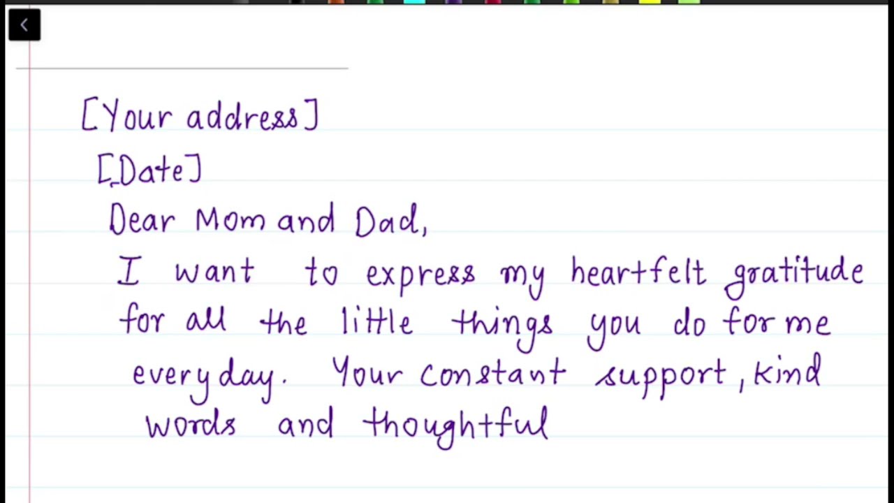 write a letter to your parents appreciating them for all the little things they do for you