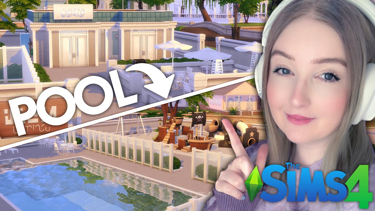 building a community pool & park! - filling newcrest ep.03 | The Sims 4