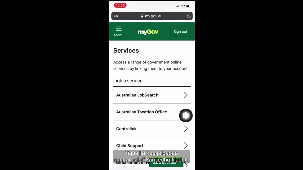 How to use MyGov in Oromo language - Mobile version