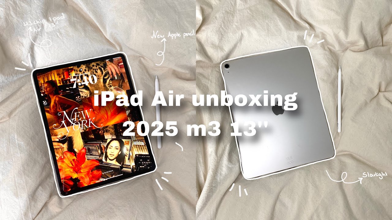 iPad Air 13”’ m3 aesthetic unboxing + Apple Pencil pro| Starlight✨🌟