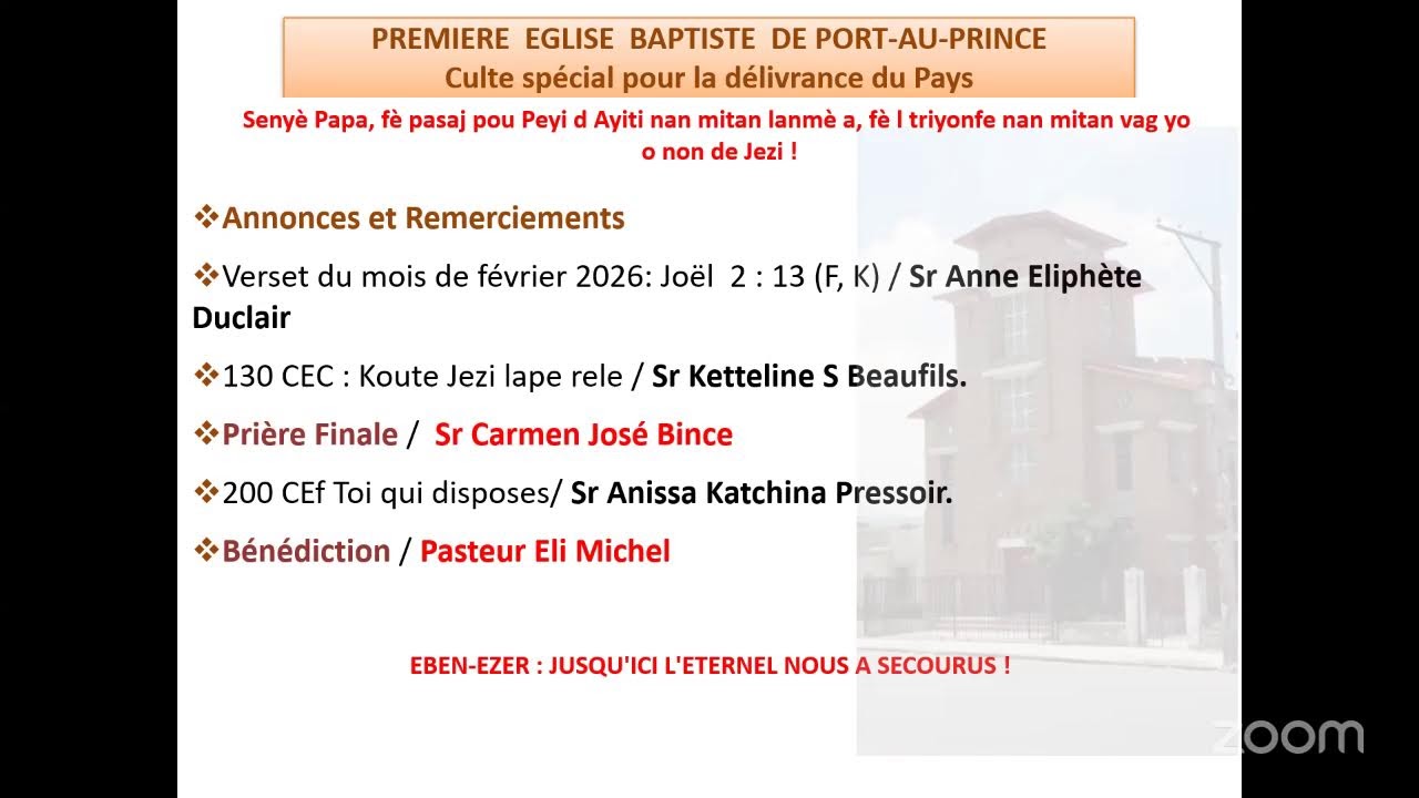 Culte Spécial en ligne pour la DÉLIVRANCE DU PAYS - 9 février 2026