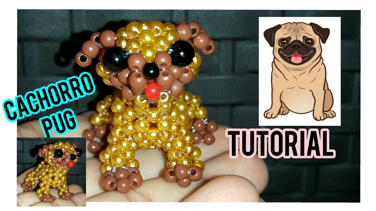 Como hacer un cachorro Pug para llavero. Usando perlas o cuentas