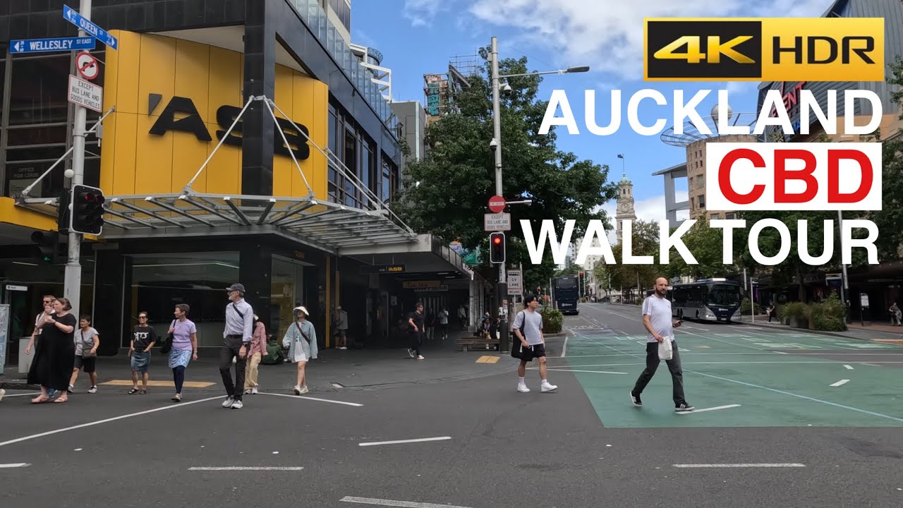 Auckland Sunday Queen Street Walk New Zealand 4K HDR