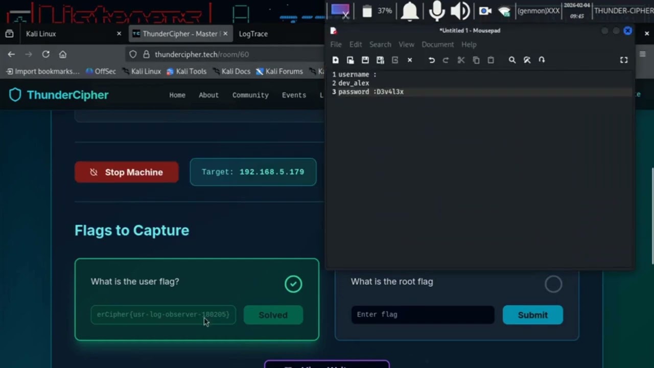 ThunderCipher LogTrace Boot2Root Walkthrough