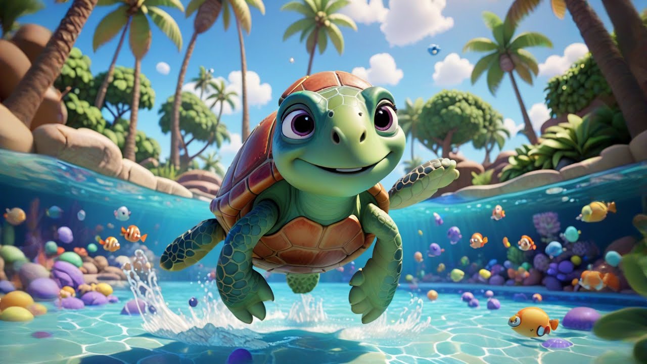 Tina Turtle Swims in a Pool | Water Fun Song | Educational and Kids Songs