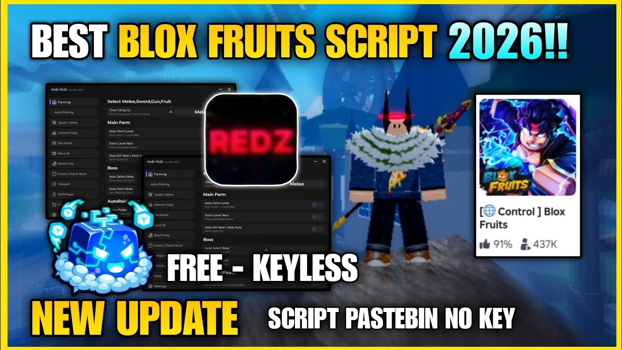 Blox Fruits REDZ HUB Script No Key New Update 2026!!