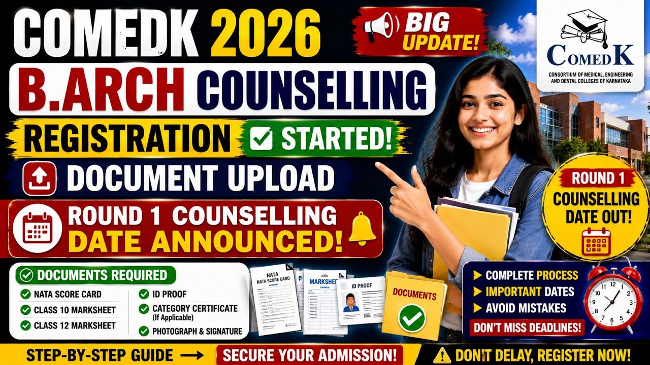 COMEDK B.Arch Counselling 2026 🚨 Registration Started & Round 1 Date Announced